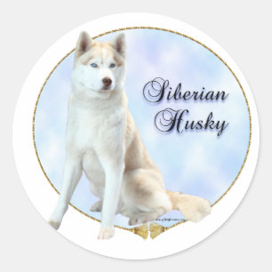Autocollant de portrait de chien de traîneau