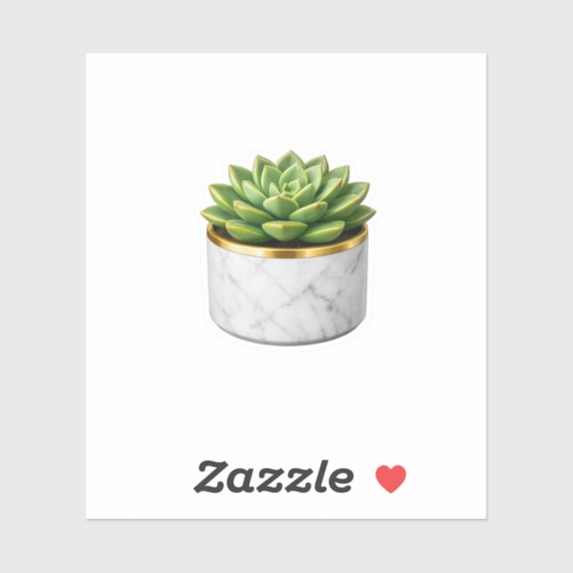 Autocollant de pot de succulente en marbre blanc d (Feuille)