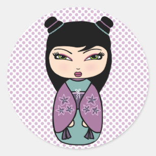Autocollant de poupée Kokeshi, brillant, 3 pouces