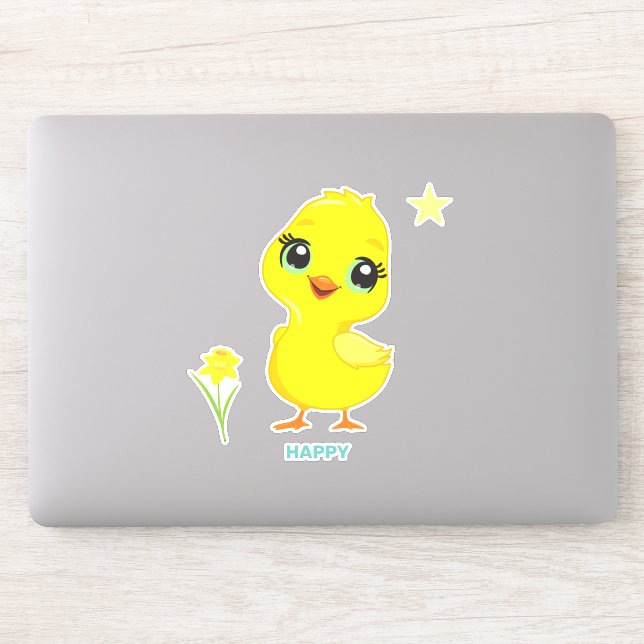 Autocollant de poussin drôle et mignon (Ordinateur)