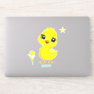 Autocollant de poussin drôle mignon