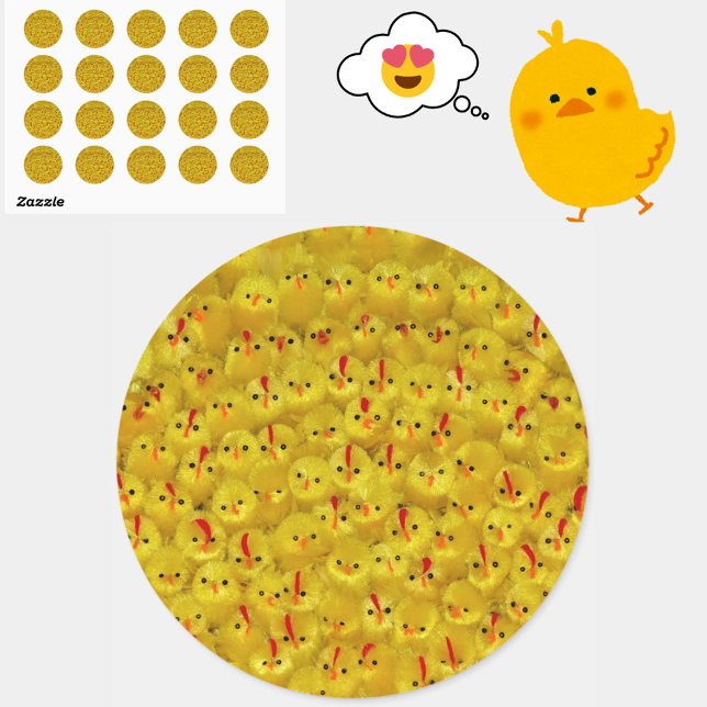Autocollant de poussins de Pâques jaunes mignons (Colorful yellow baby toy chick stickers, for Easter or year-round cheer!)