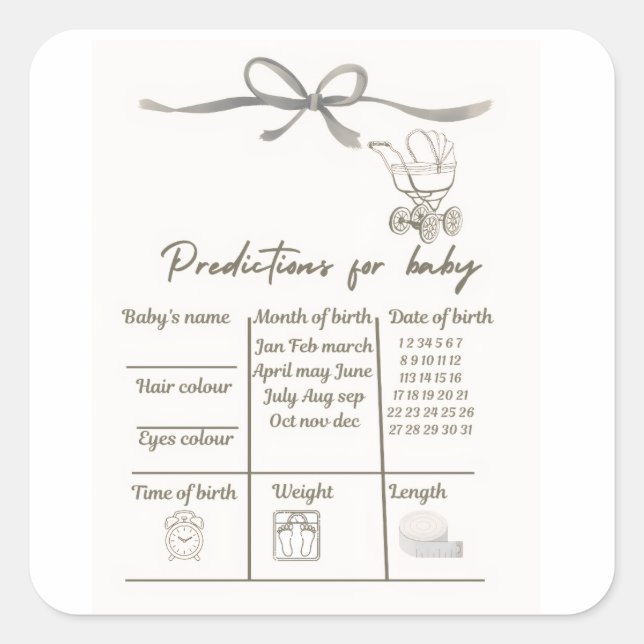 Autocollant de prédiction pour Baby Shower (Devant)