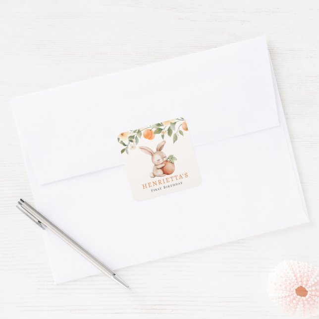Autocollant de premier anniversaire Fleur de Pêche (Enveloppe)