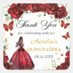 Autocollant de princesse Quinceañera floral de ros