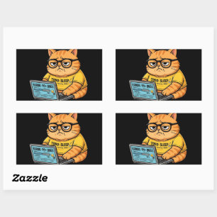 Autocollant de programmeur de chat orange drôle