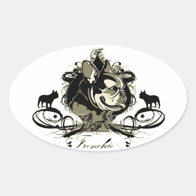 Autocollant de race de chien Bulldog en France urb (Devant)