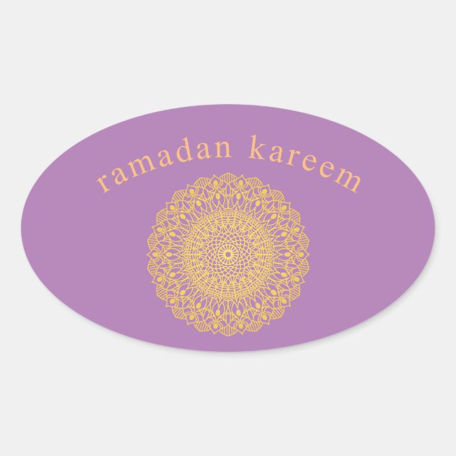 autocollant de ramadan kareem ornemental violet or (Devant)