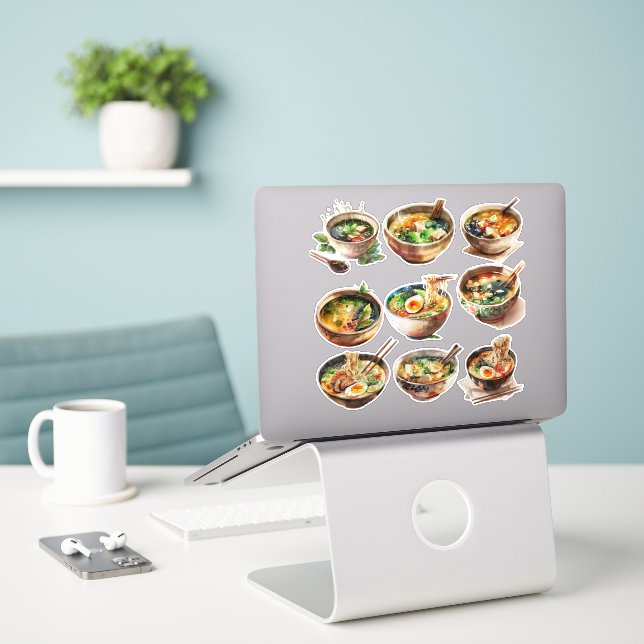Autocollant de ramen et de soupe coréens mignons 3 (Ordinateur portable sur le bureau)