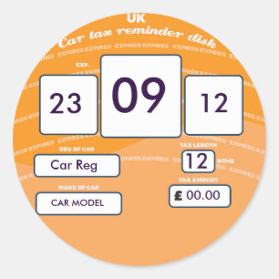 Autocollant de rappel de la taxe automobile britan