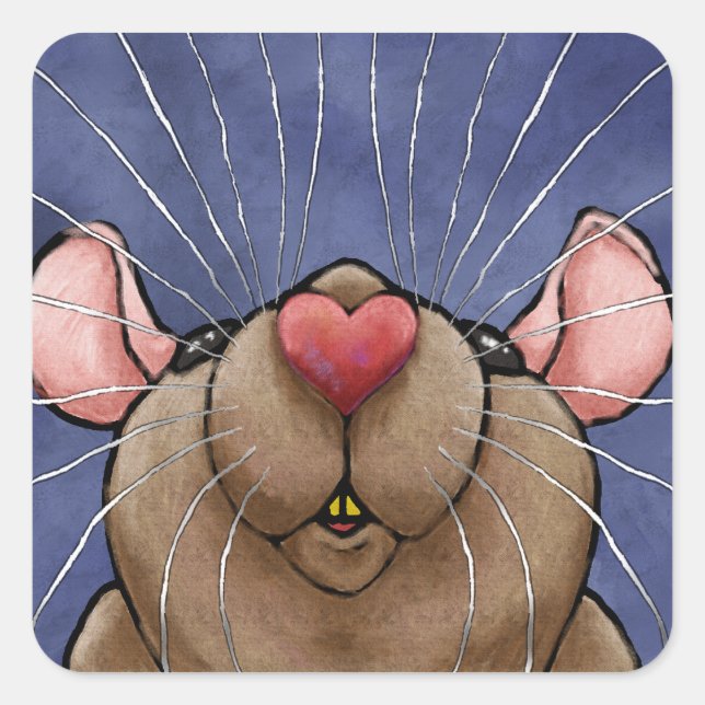 Autocollant de rat au cœur mignon (Devant)
