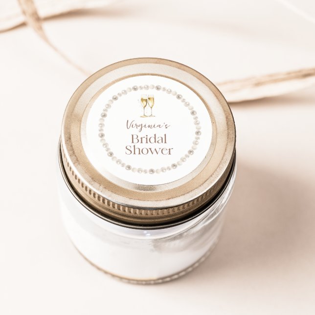 Autocollant de Réception de Mariage Perles et Pros (Pearls and Prosecco Bridal Shower Sticker
)