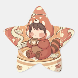 Autocollant de récompense étoile de café Kawaii Re