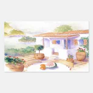 Autocollant de rectangle de villa de Meditteranean