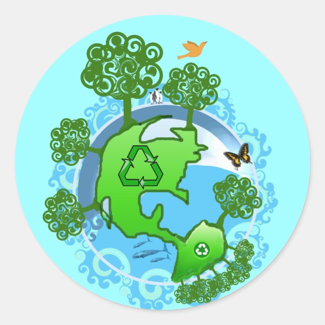 Autocollant de recyclage pour la Journée de la Ter (Devant)