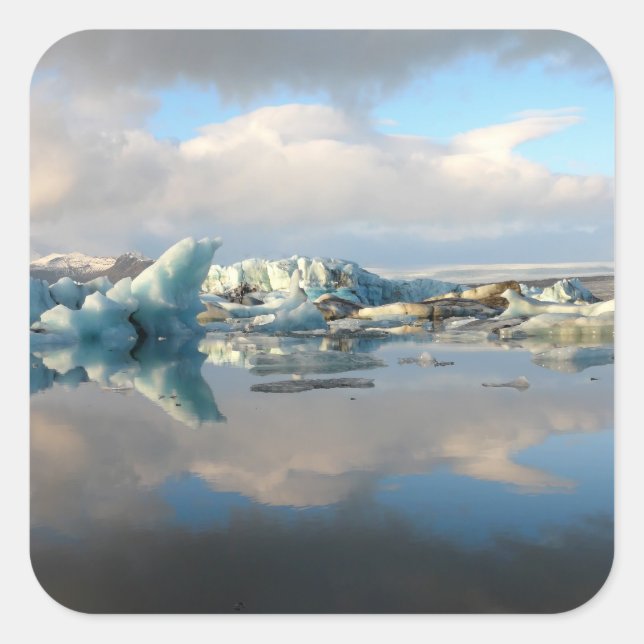 Autocollant de réflexion de lac de Jokulsarlon (Devant)