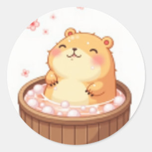 Autocollant de relaxation du capybara dans un bain
