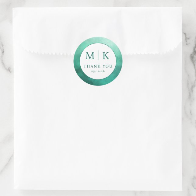 Autocollant de remerciement aquarelle sarcelle élé (Sac)