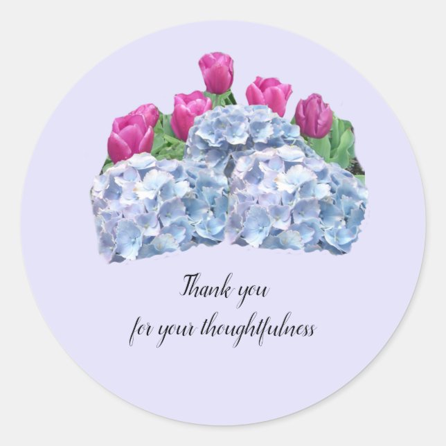 Autocollant de remerciement avec tulipes et hydran (Devant)