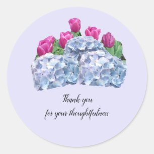 Autocollant de remerciement avec tulipes et hydran