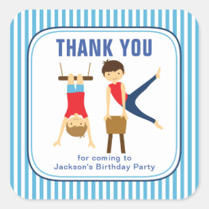 Autocollant de remerciement d'anniversaire bleu po