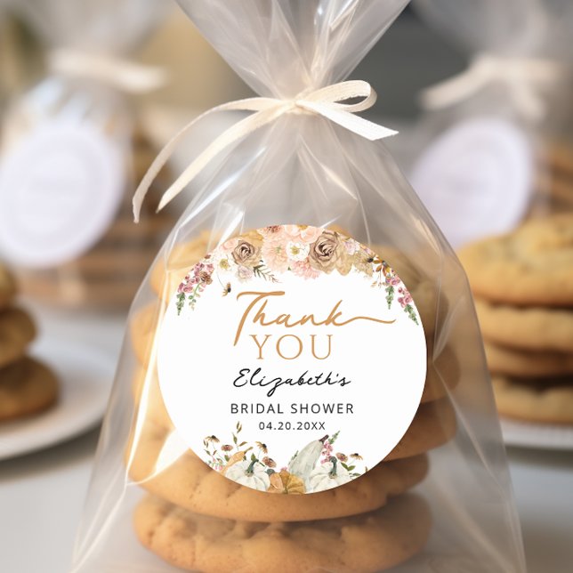 Autocollant de remerciement de citrouille florale  (Créateur téléchargé)