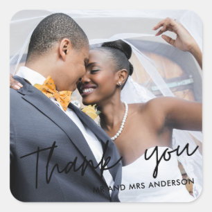 Autocollant de remerciement de mariage avec photo