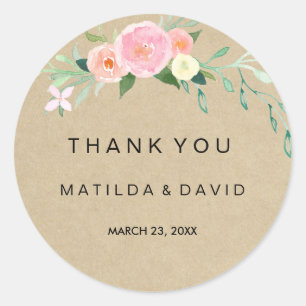 Autocollant de remerciement de mariage floral Boho
