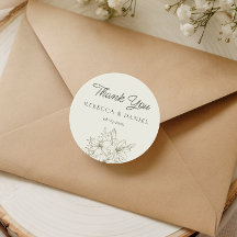 Autocollant de remerciement de mariage floral élég