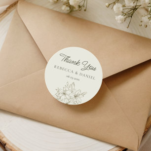 Autocollant de remerciement de mariage floral élég