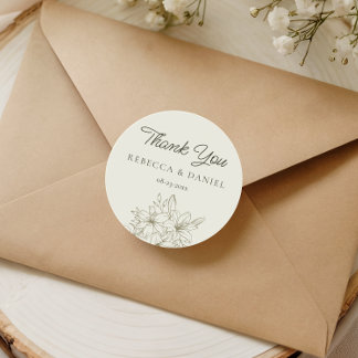 Autocollant de remerciement de mariage floral élég