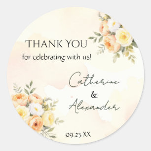 Autocollant de remerciement de mariage floral rust