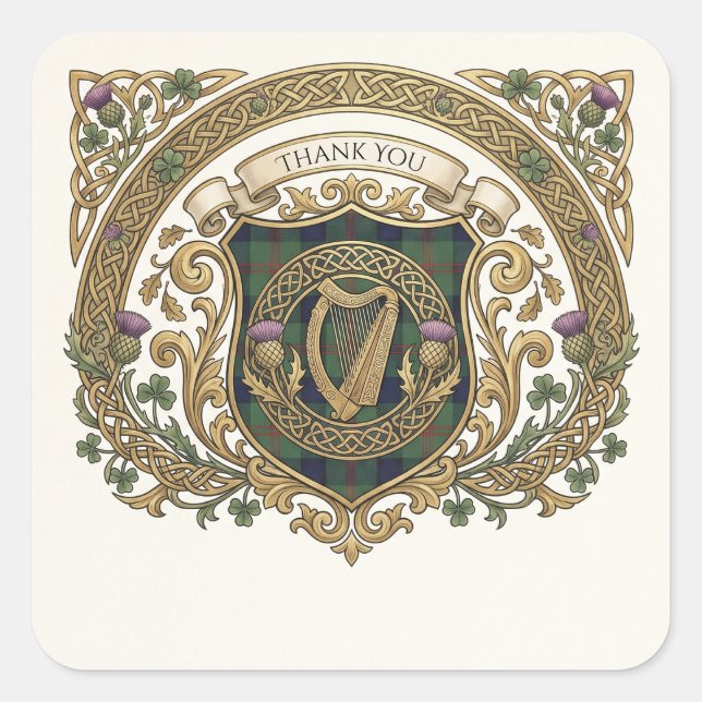 Autocollant de remerciement de mariage monogramme  (Devant)