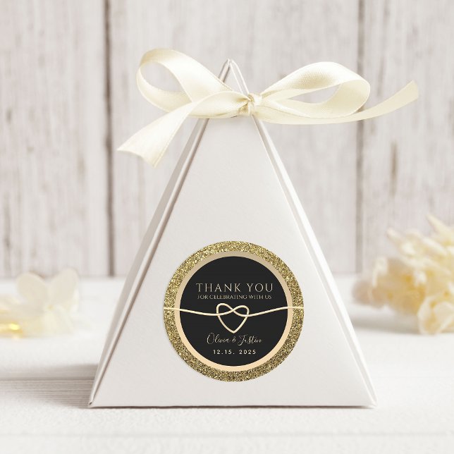 Autocollant de remerciement de mariage noir élégan (Créateur téléchargé)
