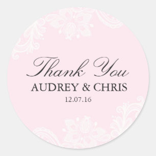 Autocollant de remerciement de mariage Pretty Pink