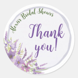 Autocollant de remerciement de mariage violet