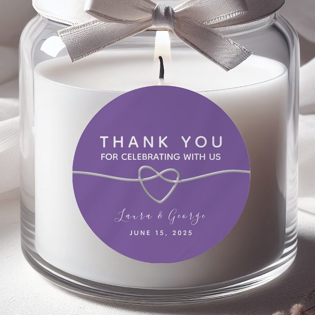 Autocollant de remerciement de mariage violet mini (Créateur téléchargé)