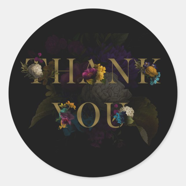 Autocollant de remerciement de monogramme floral s (Devant)