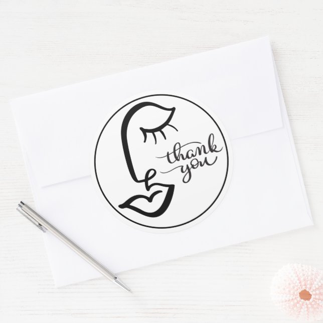 Autocollant de remerciement de visage de calligrap (Enveloppe)