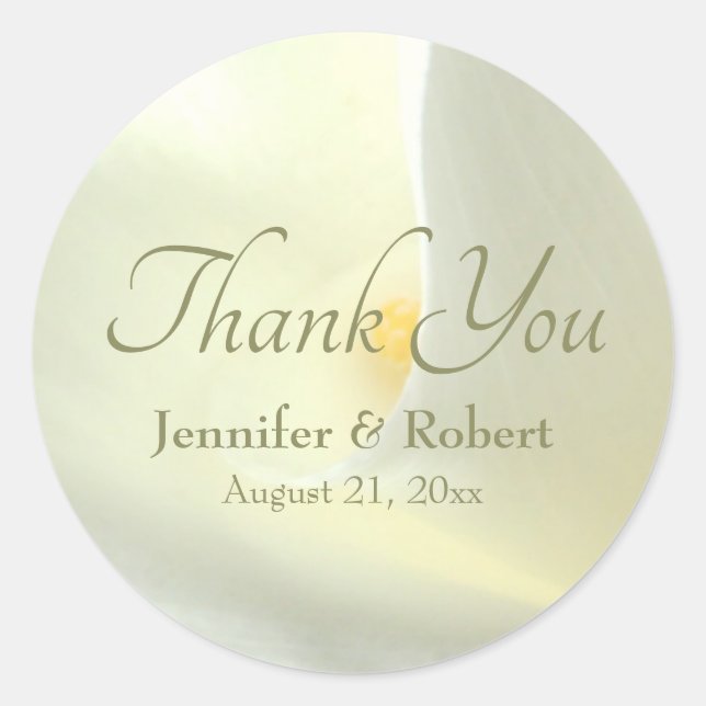 Autocollant de remerciement élégant avec calla bla (Devant)