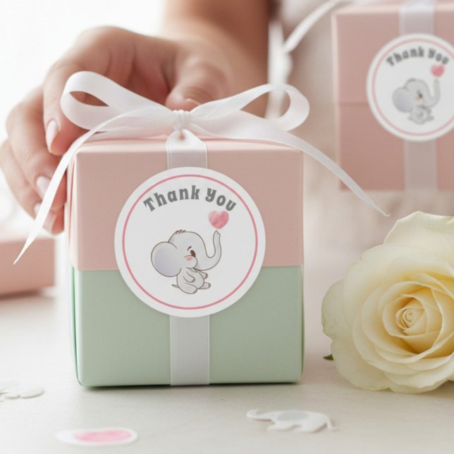 Autocollant de remerciement éléphant bébé pour cad (Créateur téléchargé)