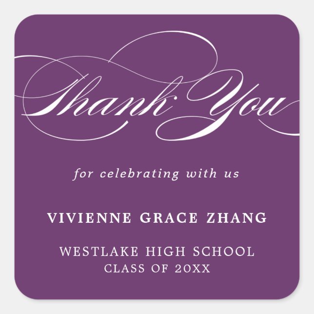 AUTOCOLLANT DE REMERCIEMENT EN ÉCRITURE ÉLÉGANTE E (Devant)