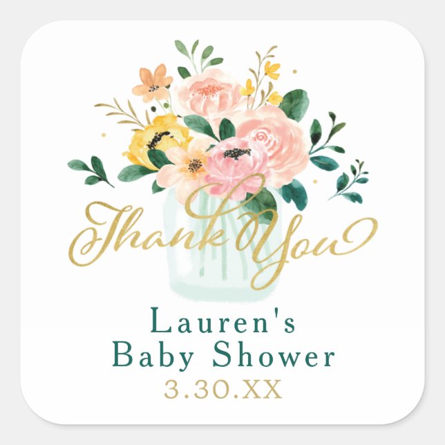 Autocollant de remerciement floral Fleur sauvage (Devant)