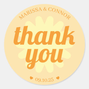 Autocollant de remerciement floral jaune orange en