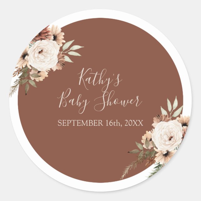 Autocollant de remerciement floral terracotta Boho (Devant)