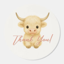 Autocollant de remerciement mignon avec vache des