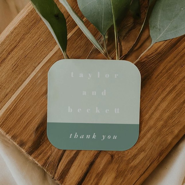 Autocollant de remerciement personnalisé bloc de c (Mint Color Block Personalized Thank You Sticker)