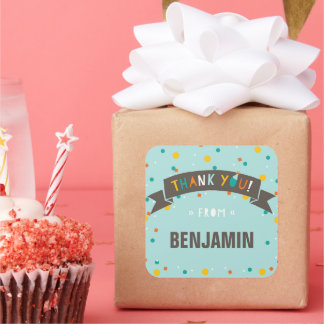 Autocollant de remerciement pour anniversaire avec