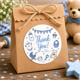 Autocollant de remerciement pour Baby Shower Bleu