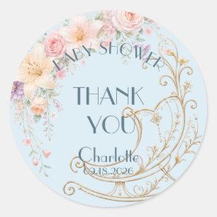 Autocollant de remerciement pour Baby Shower Blue